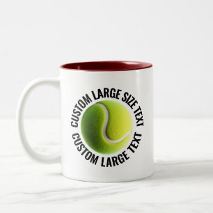 Tennis Ball & Large Text MAROON 11oz Custom Two-Tone Coffee Mug