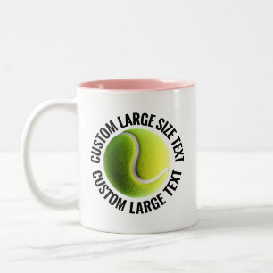 Tennis Ball & Large Text PINK 11oz Custom Two-Tone Coffee Mug
