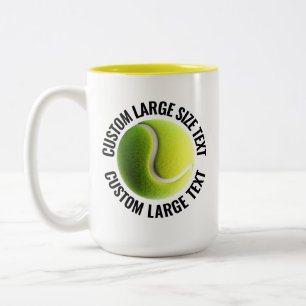Tennis Ball & Large Text YELLOW 15oz Custom Two-Tone Coffee Mug