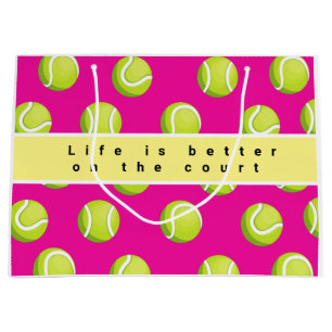Tennis ball life is better on the court on pink   large gift bag