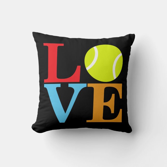 Tennis Ball LOVE Throw Pillow (Front)