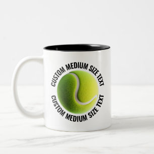 Tennis Ball & Medium Text BLACK 11oz Custom Two-Tone Coffee Mug