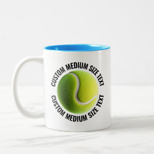 Tennis Ball & Medium Text LIGHT BLUE 11oz Custom Two-Tone Coffee Mug