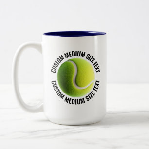 Tennis Ball & Medium Text NAVY BLUE 15oz Custom Two-Tone Coffee Mug