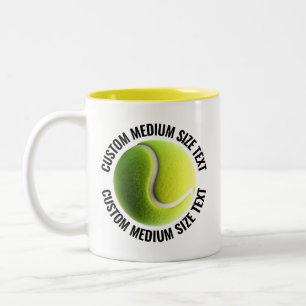 Tennis Ball & Medium Text YELLOW 11oz Custom Two-Tone Coffee Mug