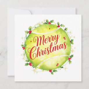 Tennis Ball Merry Christmas Holiday  Card