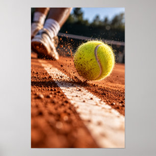 Tennis Ball on Clay Court Dynamic Sports Wall Art