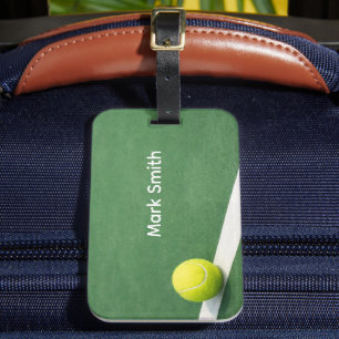 Tennis Ball on Green court with your name Luggage Tag