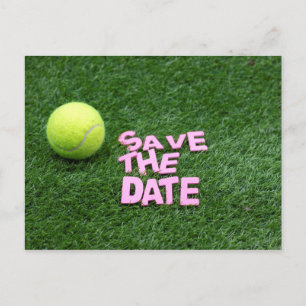 Tennis ball on green save the date Invitation