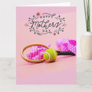 Tennis ball on pink for Tennis Mom Mother's Day   Card