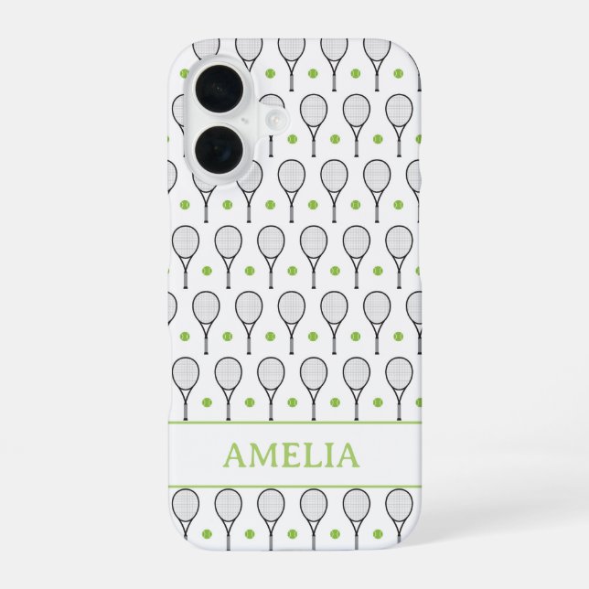 Tennis Ball Pattern iPhone 16 Case (Back)