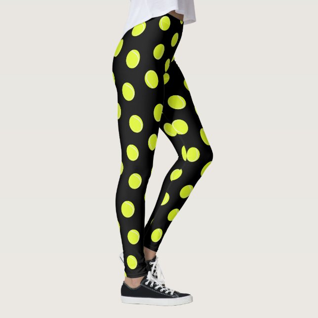 Tennis Ball Pattern on Black Leggings (Right)