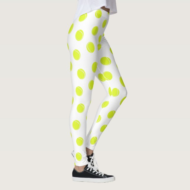 Tennis Ball Pattern on White Leggings (Right)