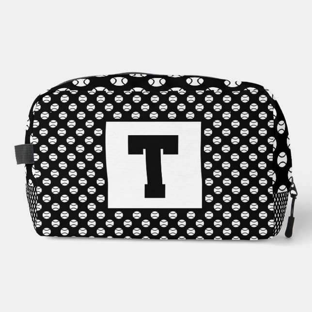 Tennis ball pattern toiletry bag with monogram (Front)