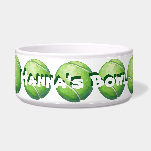 Tennis Ball Personalized Pet Bowl (Front)