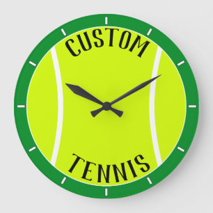 Tennis Ball Personalized Text and Colour Wall Large Clock