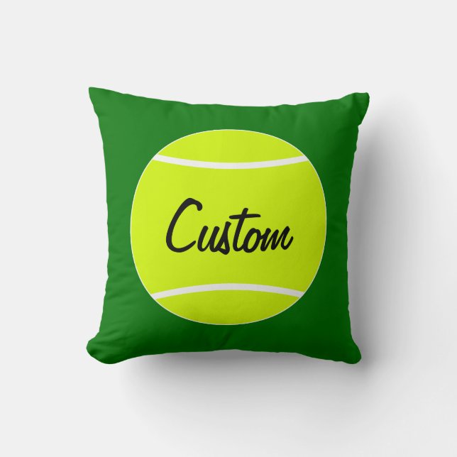 Tennis Ball Personalized Text & Colour Throw Pillo Pillow (Front)