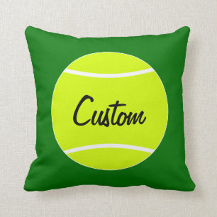 Tennis Ball Personalized Text & Colour Throw Pillow