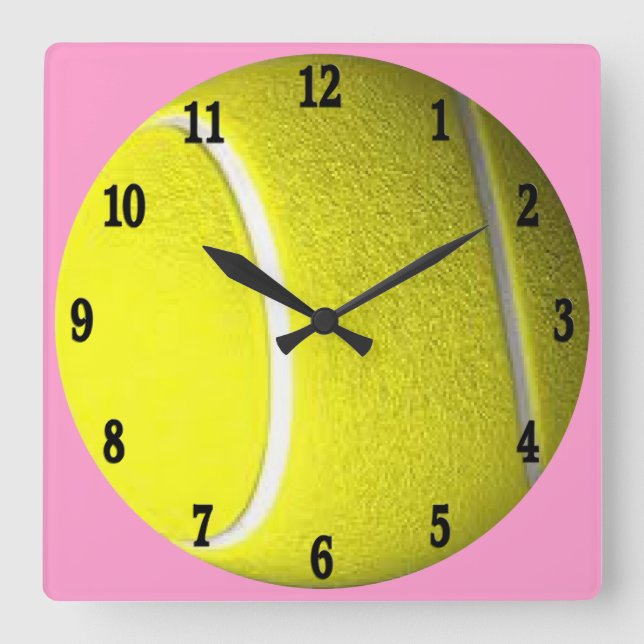 Tennis Ball Pink Square Wall Clock (Front)
