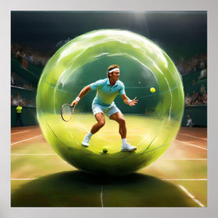 Tennis Ball Player On Court,   Poster