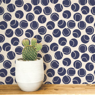 Tennis Ball Polka Dot Block Print Wallpaper