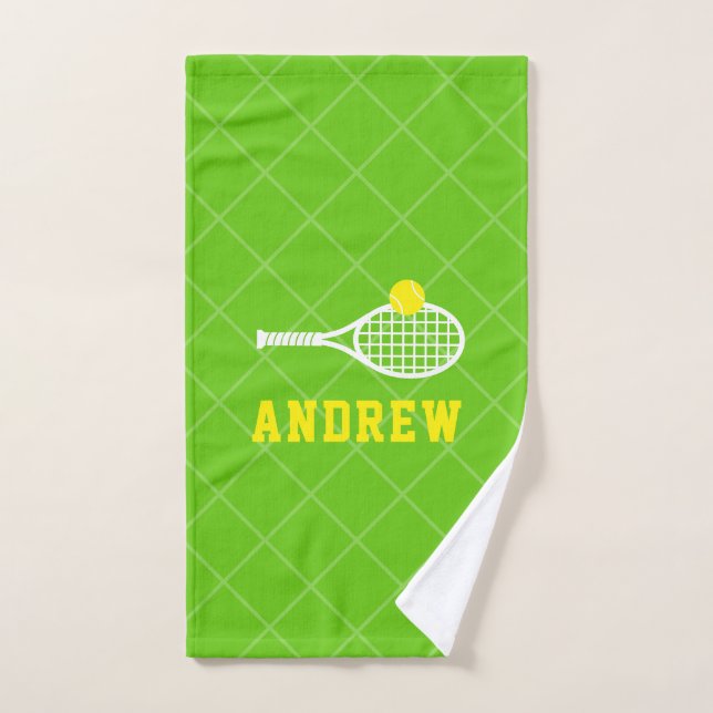 Tennis Ball Racket Custom Name Sport Hand Towel (Hand Towel)