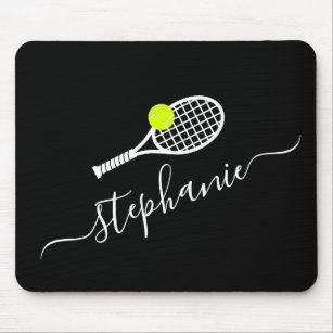 Tennis Ball Racket Monogram Name Personalized Mouse Pad