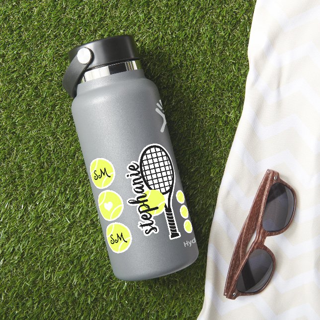 Tennis Ball Racket Personalized Name Sticker Set (HydroFlask Insitu)