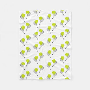 Tennis Ball & Racket Racquet Pattern Fleece Blanket
