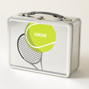 Tennis Ball & Racket Racquet Personalized Metal Lunch Box