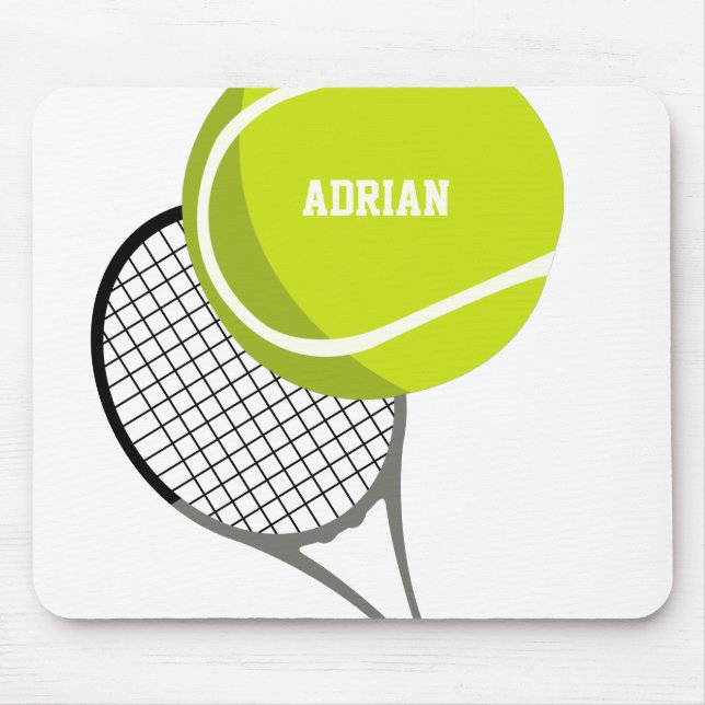 Tennis Ball & Racket Racquet Personalized Mouse Pad (Front)