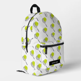 Tennis Ball & Racket Racquet Personalized Name Printed Backpack