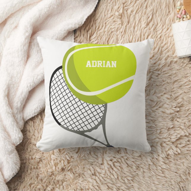 Tennis Ball & Racket Racquet Personalized  Throw Pillow (Blanket)