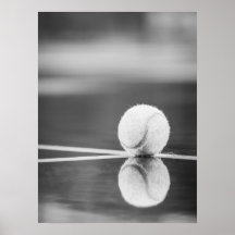 Tennis Ball Reflection on Wet Court