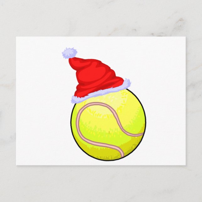 Tennis Ball (Santa Hat) Holiday Postcard (Front)
