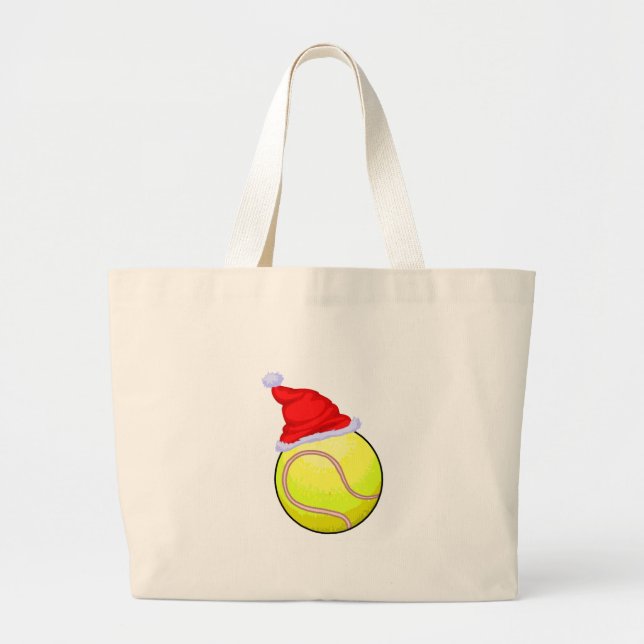 Tennis Ball (Santa Hat) Large Tote Bag (Front)