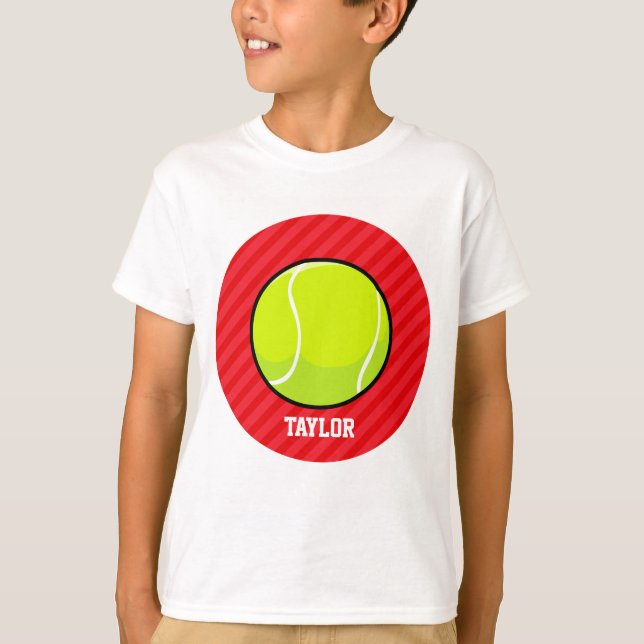 Tennis Ball; Scarlet Red Stripes T-Shirt (Front)