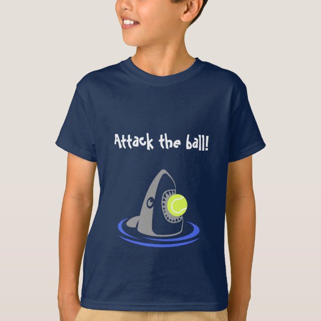 Tennis Ball Shark Attack With Text T-Shirt (Front)