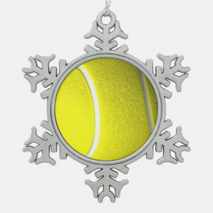 Tennis Ball Snowflake Pewter Christmas Ornament