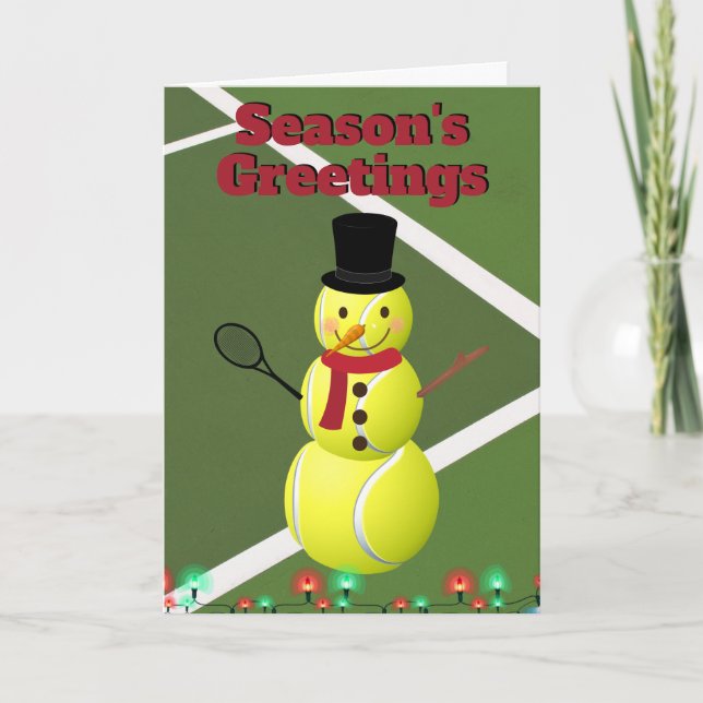 Tennis Ball Snowman and Christmas Holiday Card (Front)