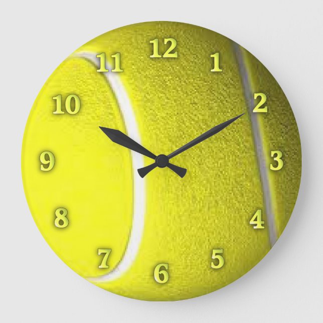 Tennis Ball Sport Wall Clock Yellow Numbers (Front)
