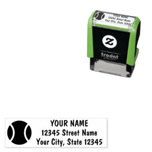 Tennis ball sports logo custom return address self-inking stamp