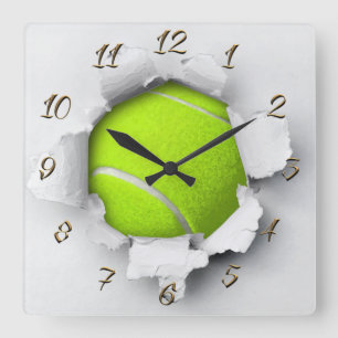 Tennis ball square wall clock