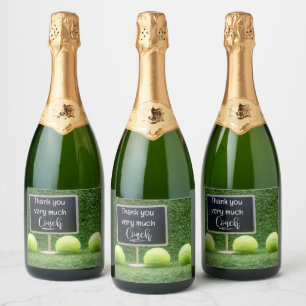 Tennis ball Thank you Coach Thank you Sparkling Wine Label