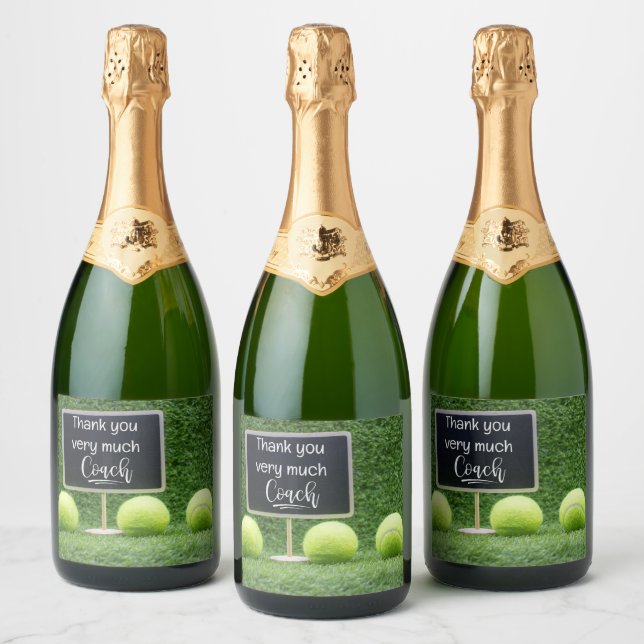 Tennis ball Thank you Coach Thank you Sparkling Wine Label (Bottles)