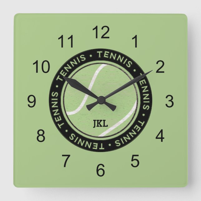 Tennis Ball Wall Clock Black Accents (Front)