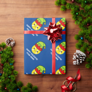 Tennis ball with elf hat custom kid's Christmas Wrapping Paper