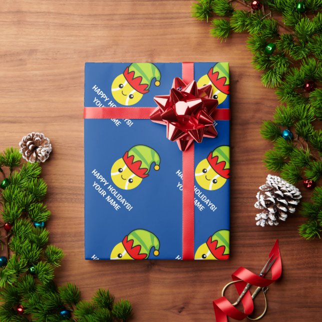 Tennis ball with elf hat custom kid's Christmas Wrapping Paper (Holiday Gift)