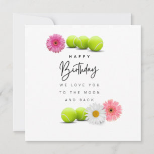 Tennis ball with flower for birthday  card