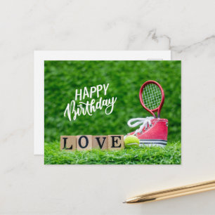 Tennis ball with Happy Birthday  with love  Postcard
